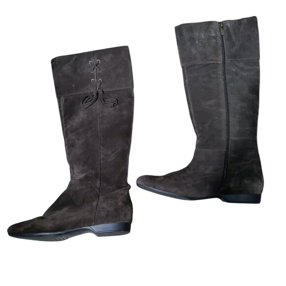 Enzo Angiolini Brown Suede Leather Boots‎ - Flat Size 8 - Picture 1 of 8